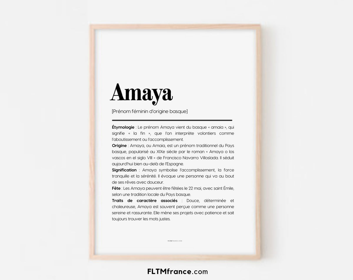 Affiche prénom Amaya à imprimer FLTM