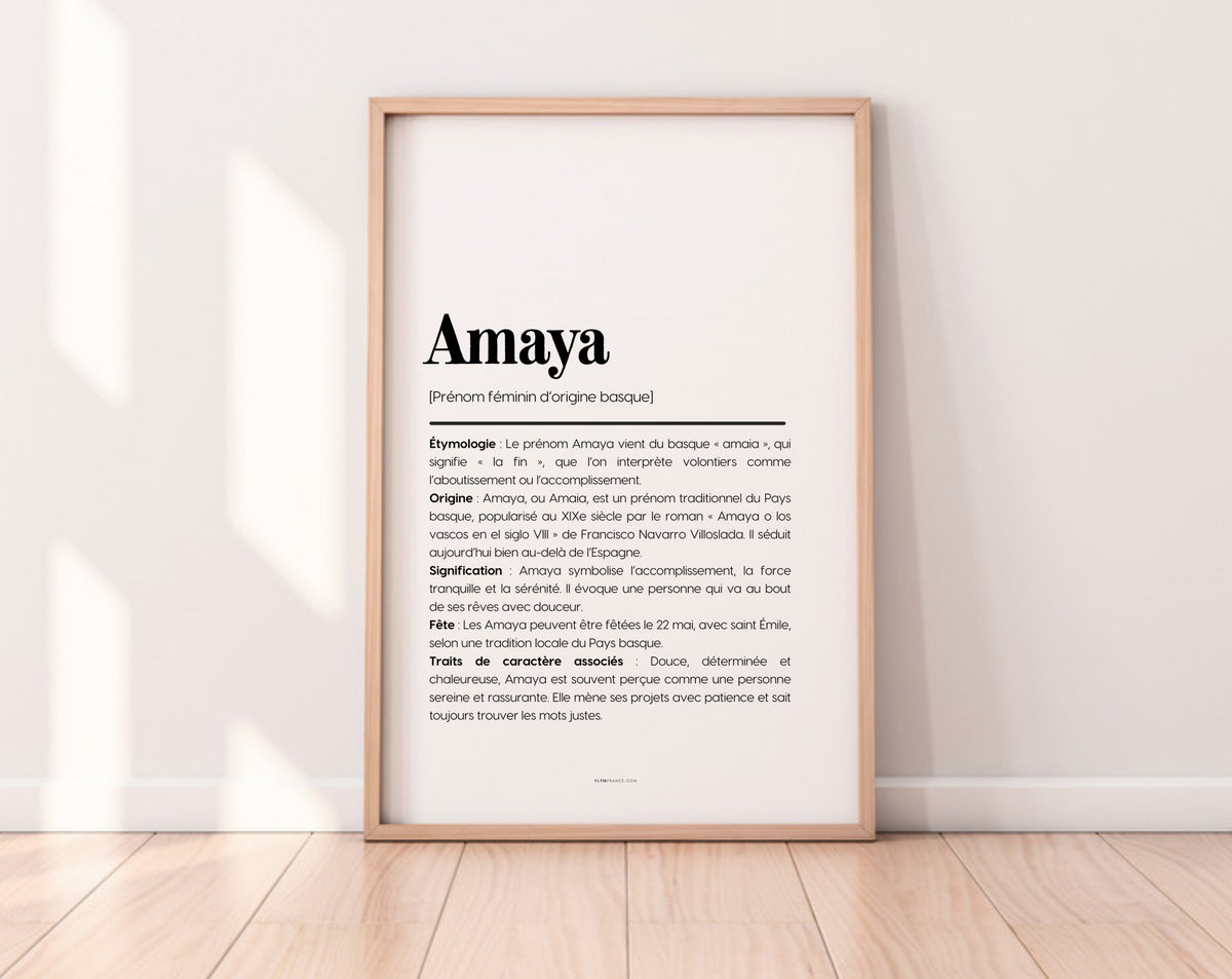 Affiche prénom Amaya à imprimer FLTM