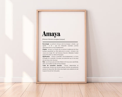 Affiche prénom Amaya à imprimer FLTM