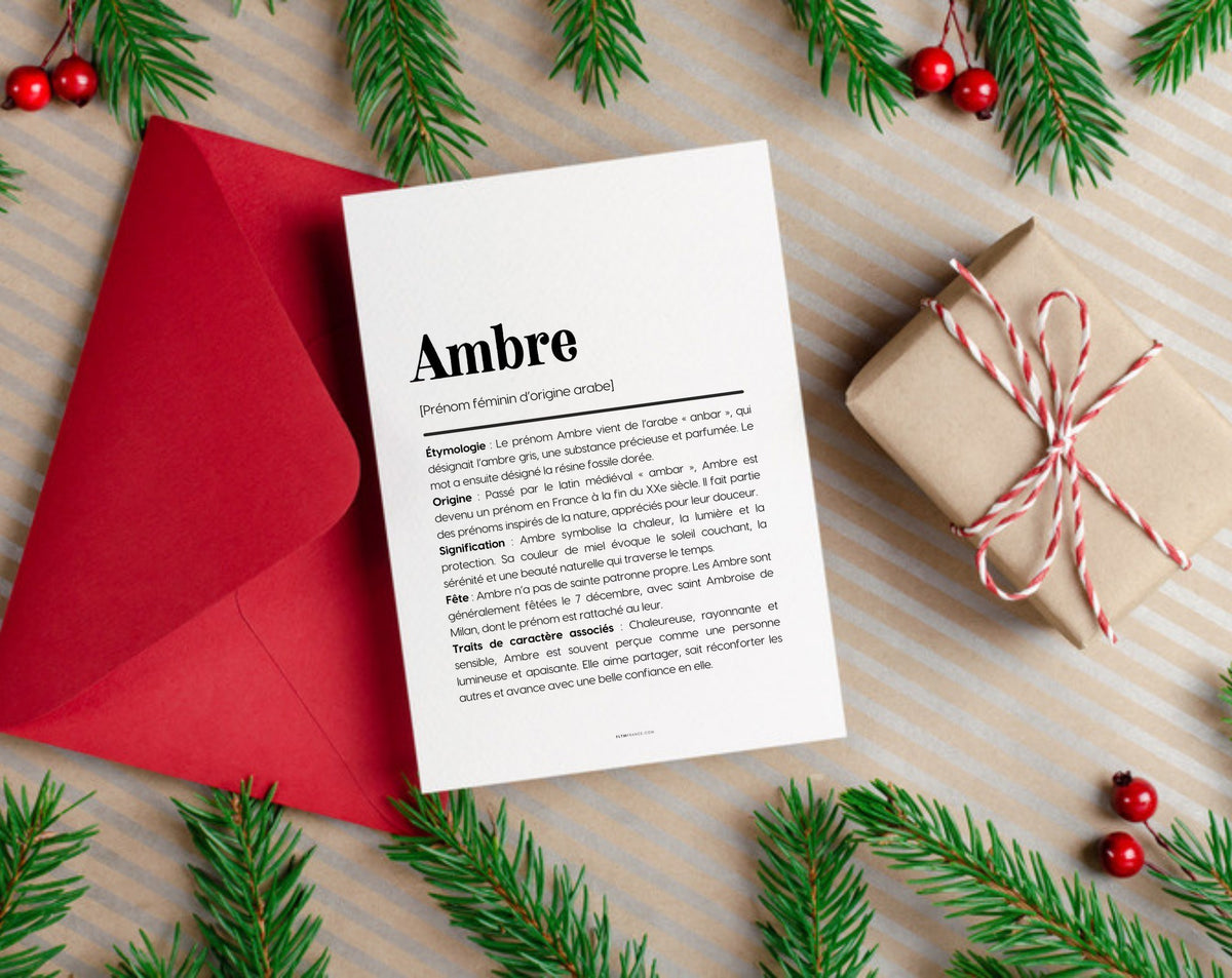 Affiche prénom Ambre à imprimer FLTM