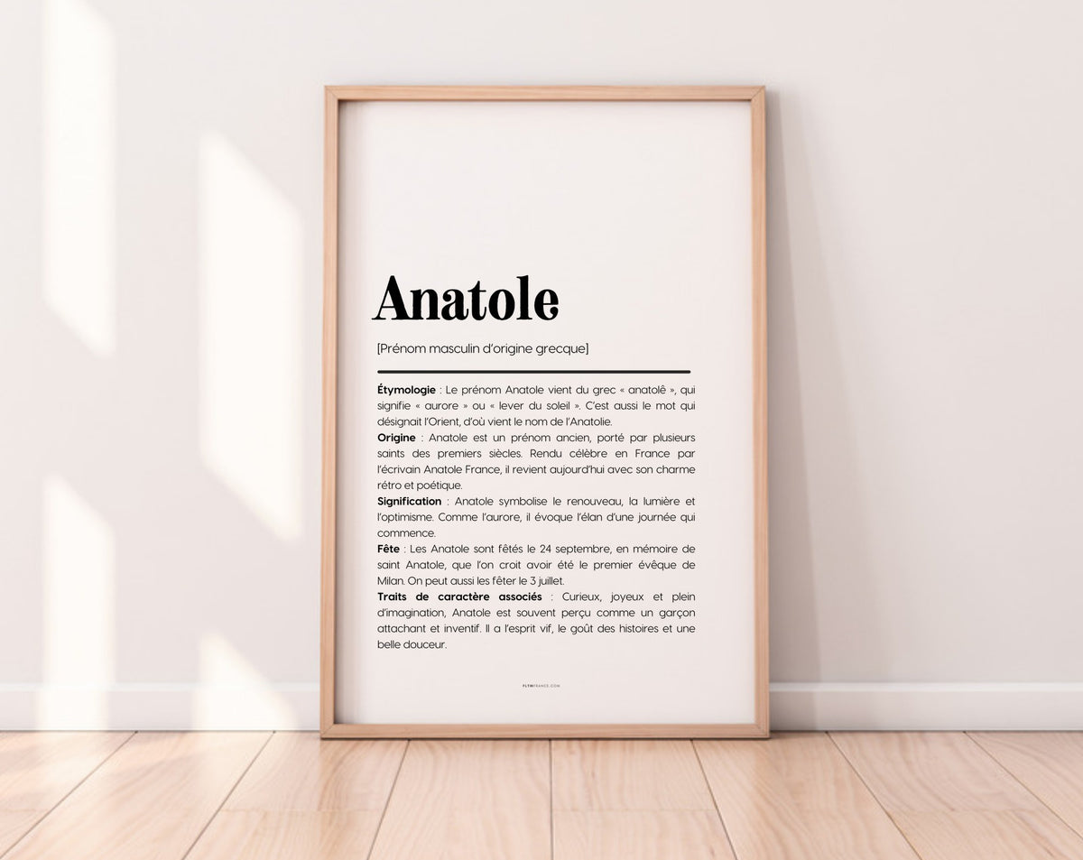 Affiche prénom Anatole à imprimer FLTM
