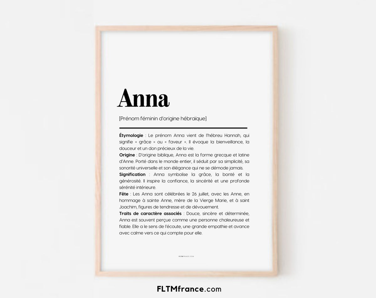 Affiche prénom Anna à imprimer FLTM