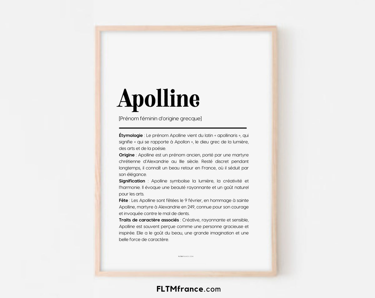 Affiche prénom Apolline à imprimer FLTM