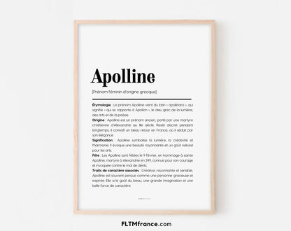 Affiche prénom Apolline à imprimer FLTM