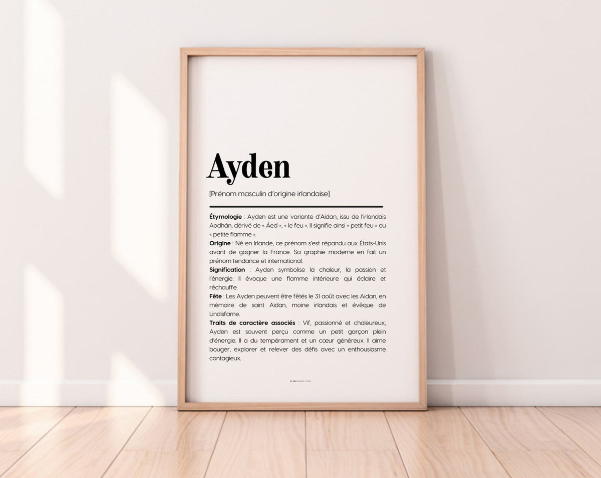 Affiche prénom Ayden à imprimer FLTM