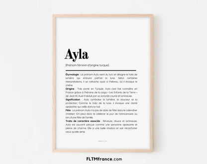 Affiche prénom Ayla à imprimer FLTM