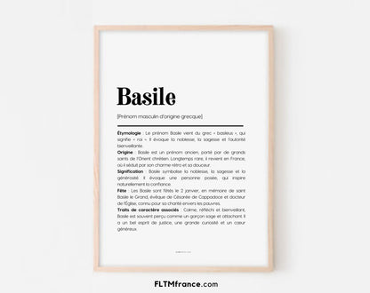Affiche prénom Basile à imprimer FLTM