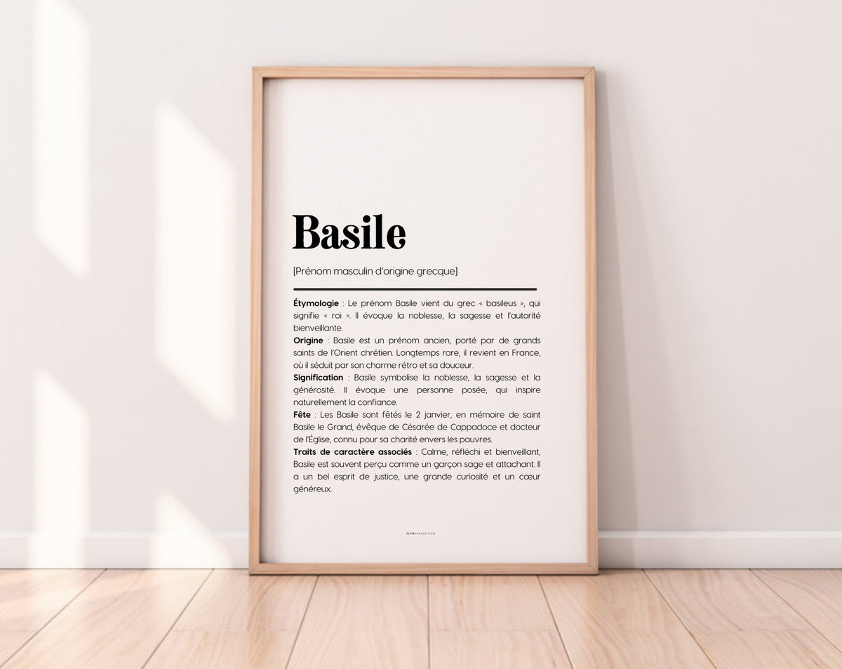 Affiche prénom Basile à imprimer FLTM