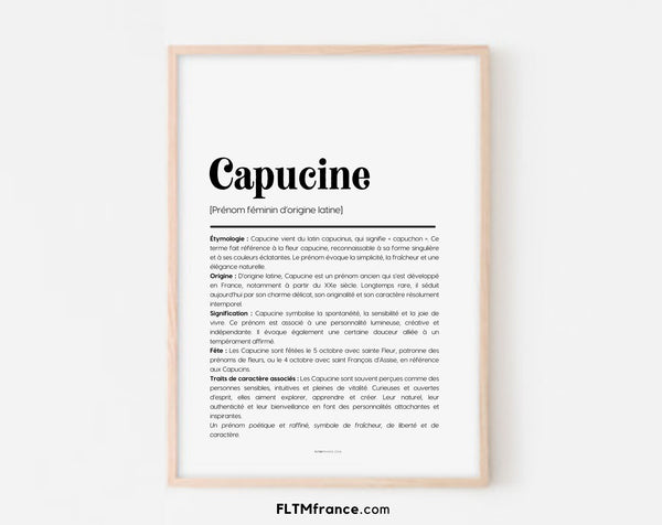 Affiche prénom Capucine à imprimer