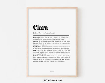 Affiche prénom Clara à imprimer FLTM