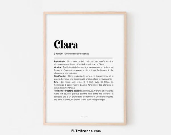 Affiche prénom Clara à imprimer