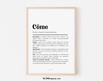 Affiche prénom Côme à imprimer FLTM