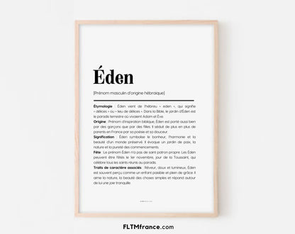 Affiche prénom Éden à imprimer FLTM