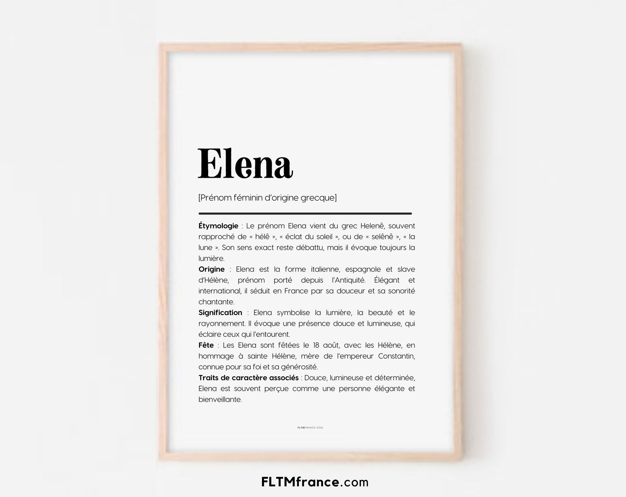 Affiche prénom Elena à imprimer, signification | FLTM
