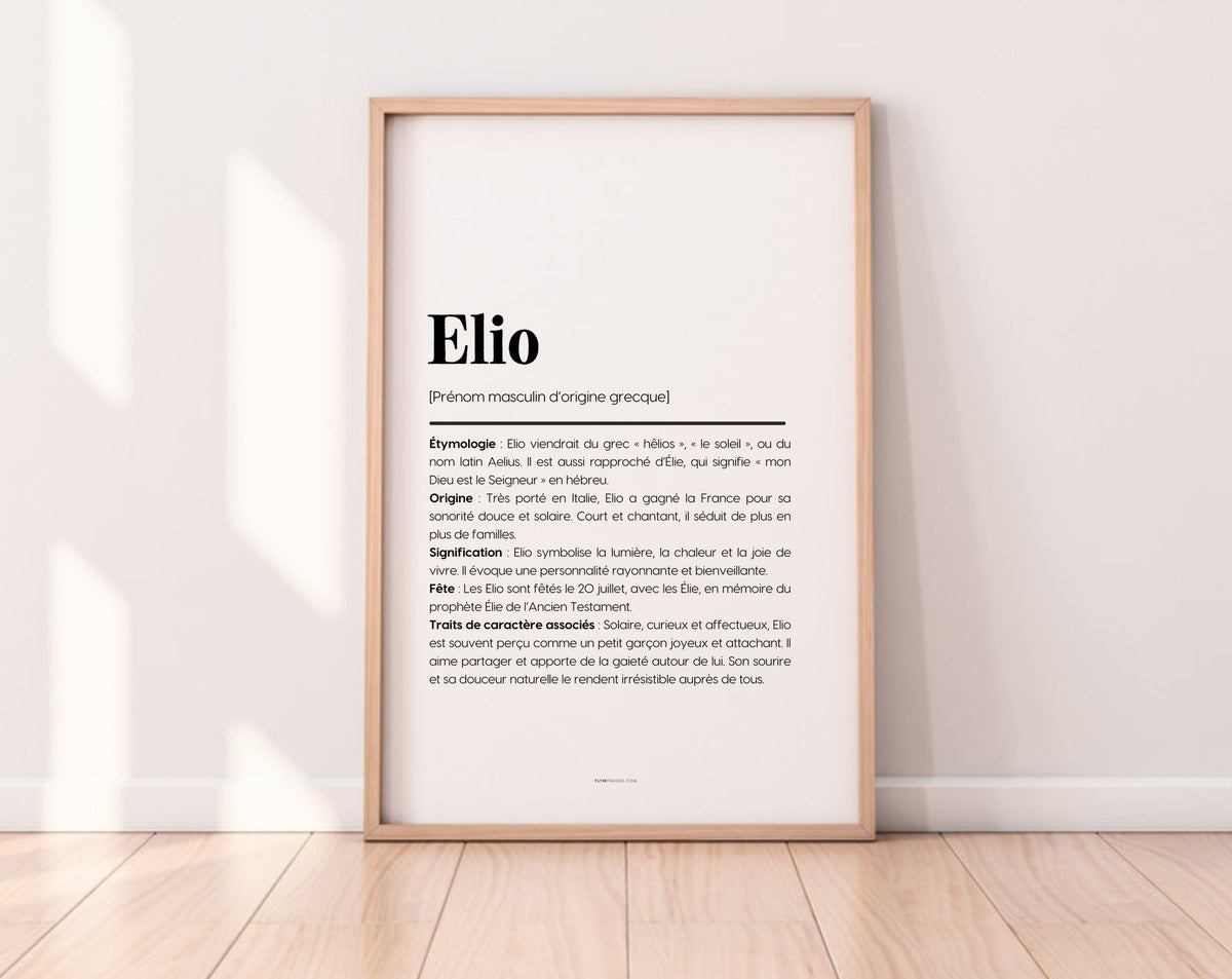 Affiche prénom Elio à imprimer FLTM
