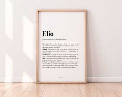 Affiche prénom Elio à imprimer FLTM
