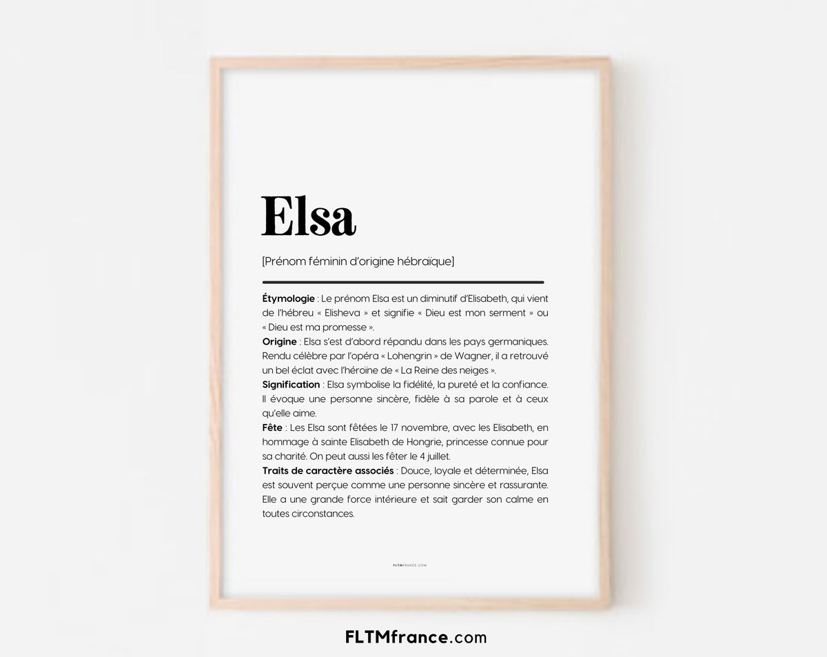 Affiche prénom Elsa à imprimer FLTM