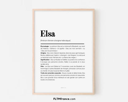 Affiche prénom Elsa à imprimer FLTM