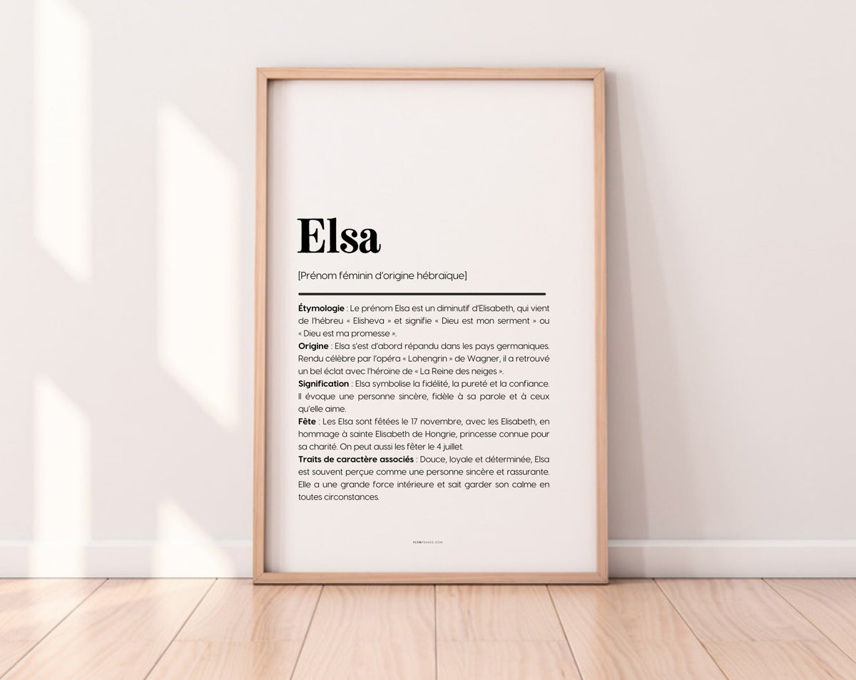 Affiche prénom Elsa à imprimer FLTM