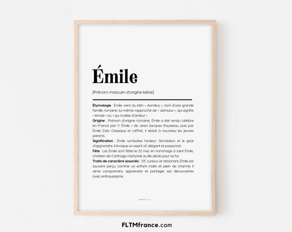Affiche prénom Émile à imprimer FLTM