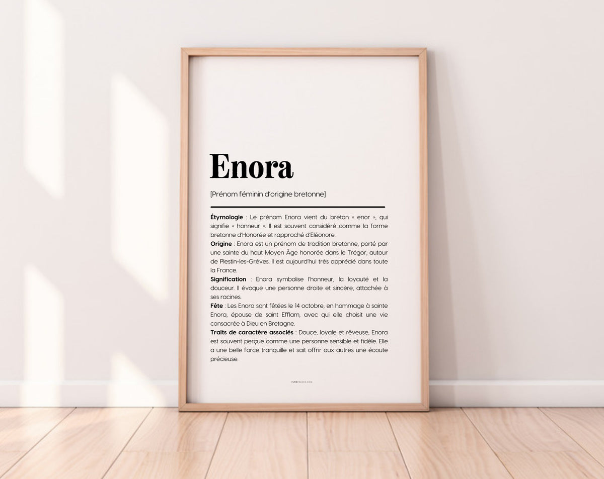 Affiche prénom Enora à imprimer FLTM