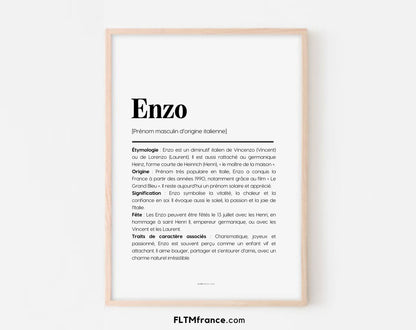 Affiche prénom Enzo à imprimer FLTM