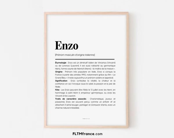 Affiche prénom Enzo à imprimer