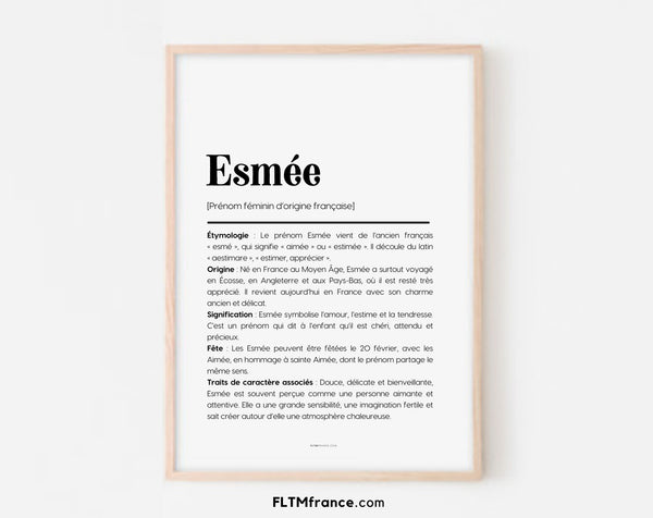 Affiche prénom Esmée à imprimer