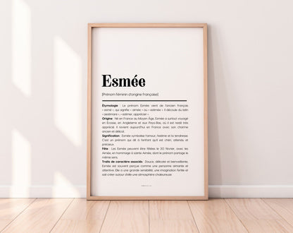 Affiche prénom Esmée à imprimer FLTM