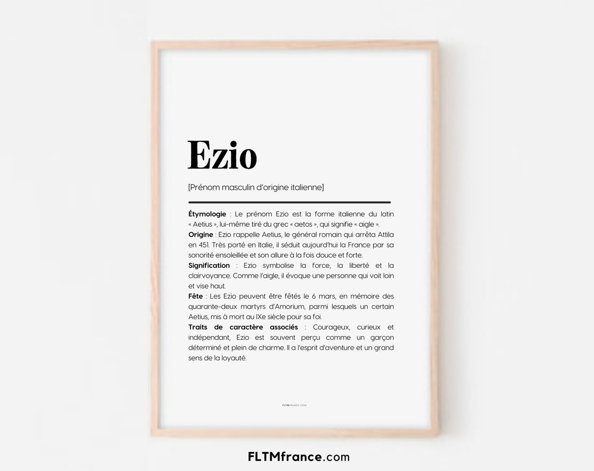 Affiche prénom Ezio à imprimer FLTM