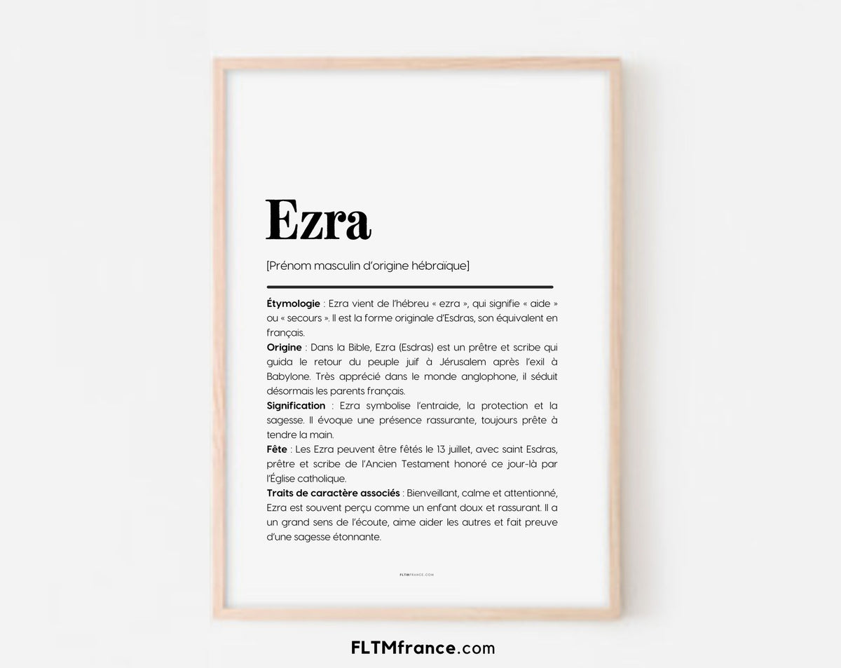 Affiche prénom Ezra à imprimer FLTM