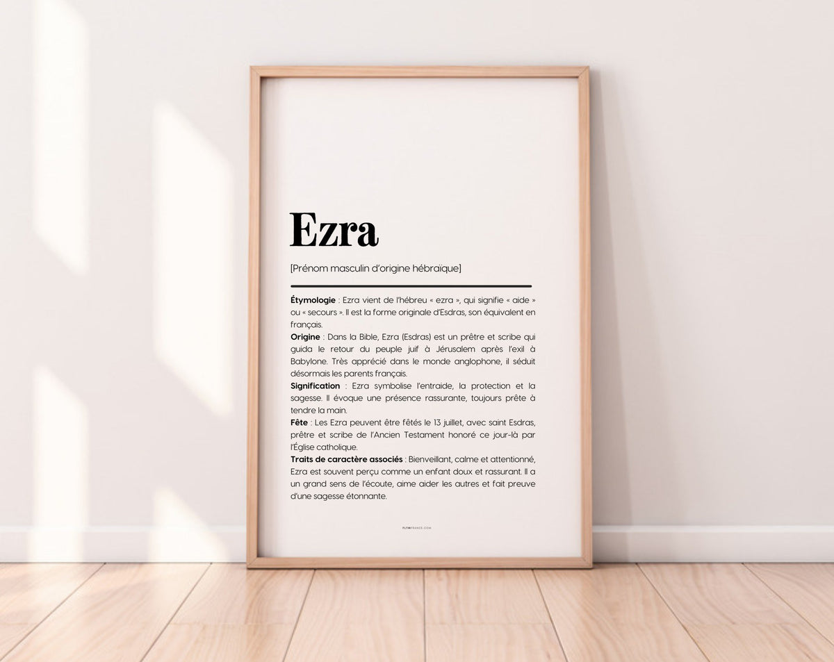 Affiche prénom Ezra à imprimer FLTM