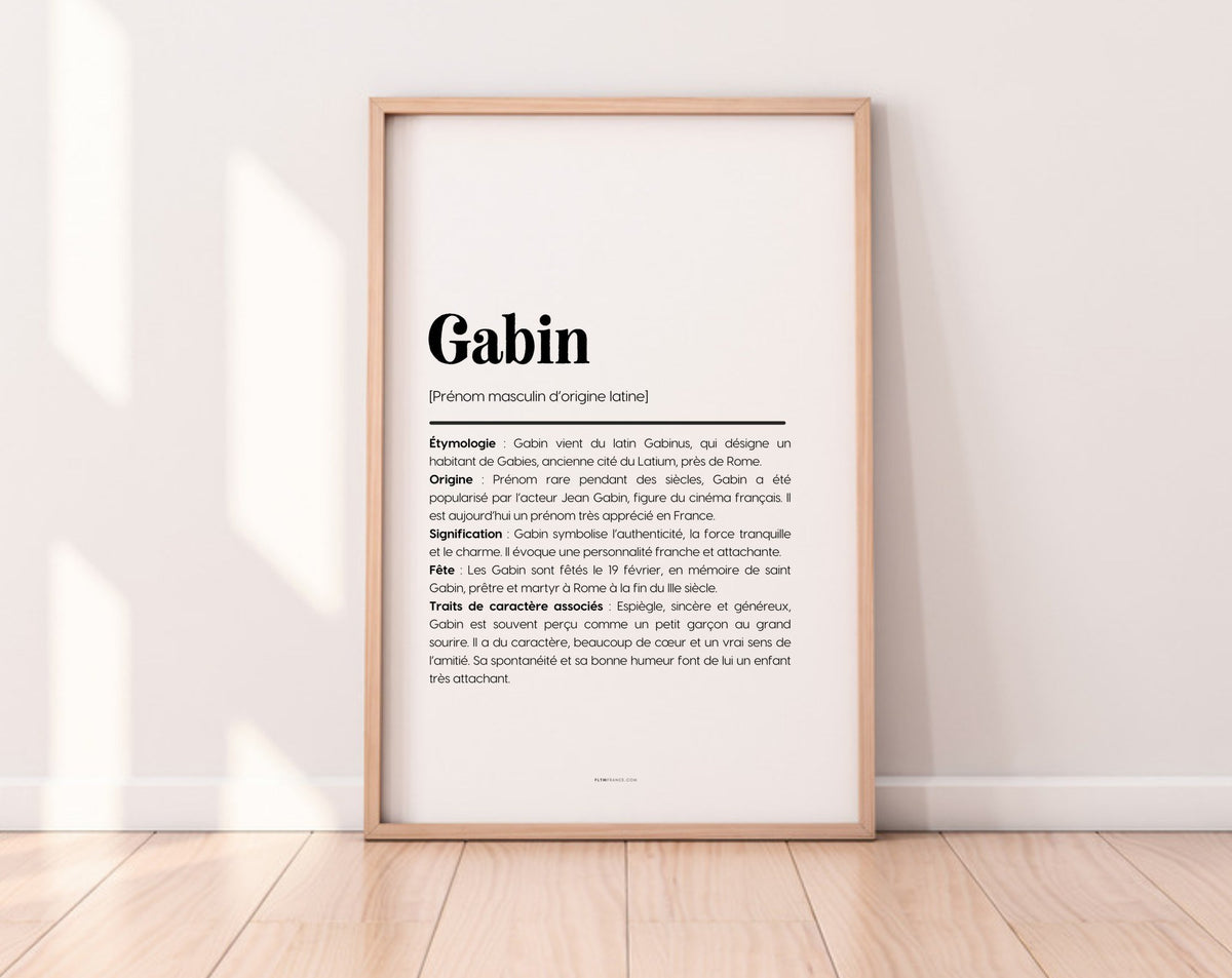 Affiche prénom Gabin à imprimer FLTM