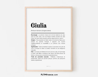 Affiche prénom Giulia à imprimer FLTM