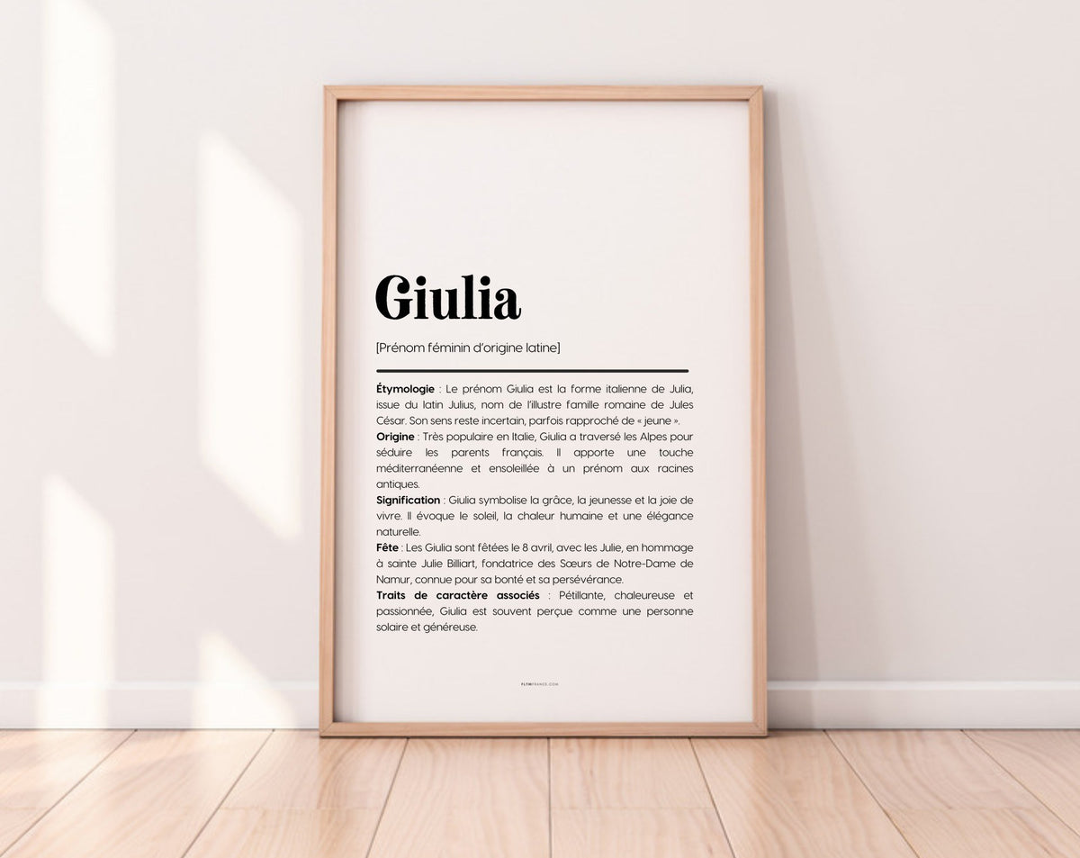 Affiche prénom Giulia à imprimer FLTM