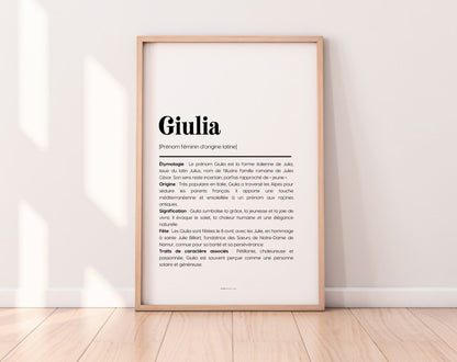 Affiche prénom Giulia à imprimer FLTM
