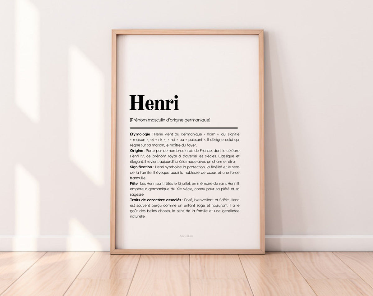 Affiche prénom Henri à imprimer FLTM
