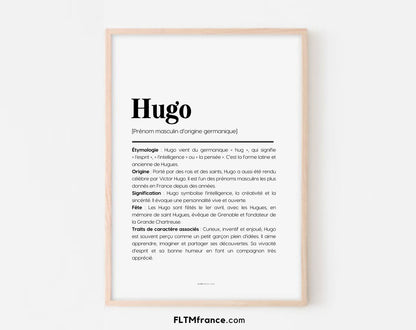 Affiche prénom Hugo à imprimer FLTM
