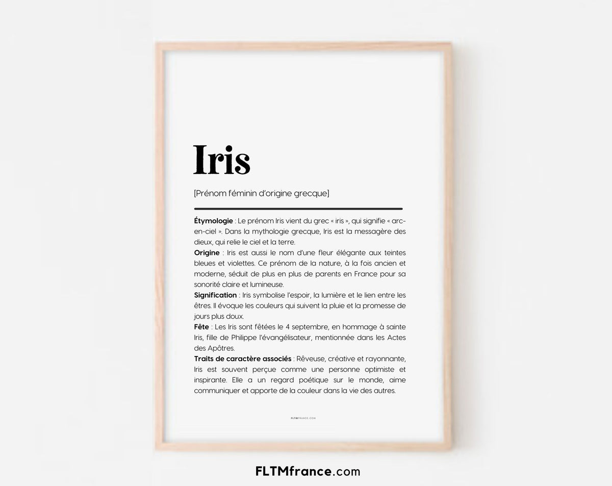 Affiche prénom Iris à imprimer FLTM