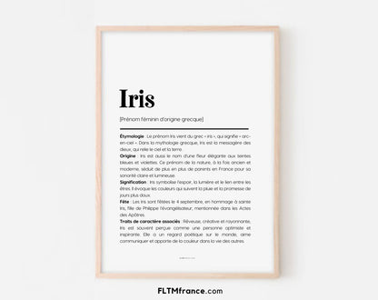 Affiche prénom Iris à imprimer FLTM