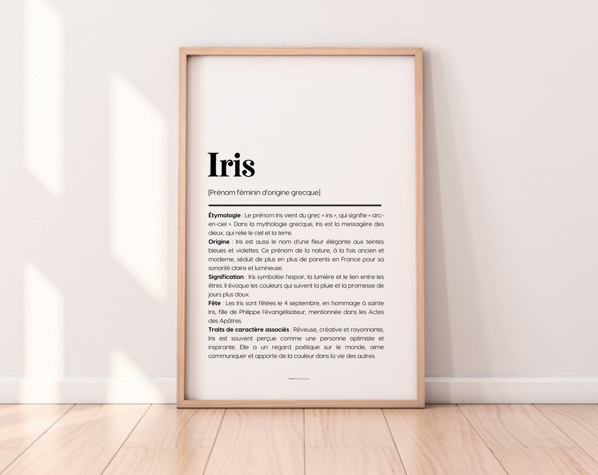 Affiche prénom Iris à imprimer FLTM
