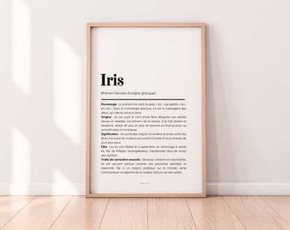 Affiche prénom Iris à imprimer FLTM