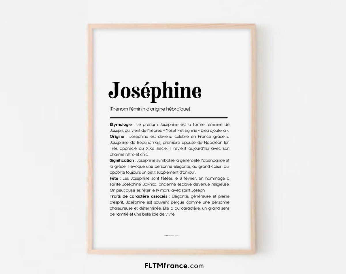 Affiche prénom Joséphine à imprimer FLTM