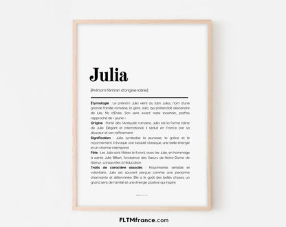 Affiche prénom Julia à imprimer FLTM