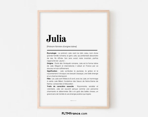 Affiche prénom Julia à imprimer