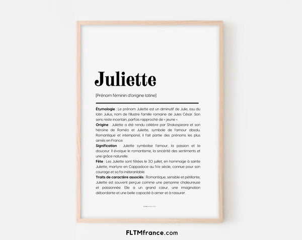 Affiche prénom Juliette à imprimer