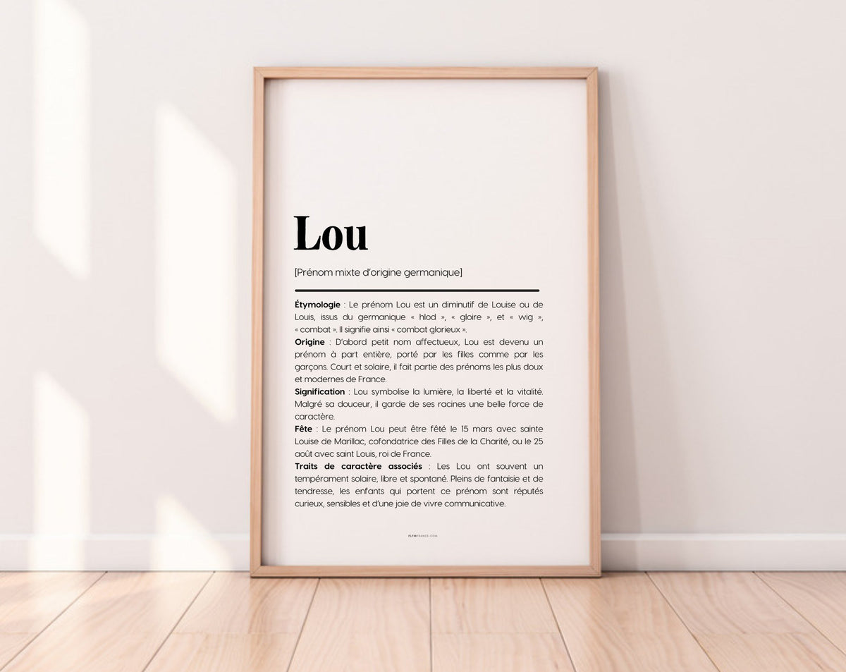 Affiche prénom Lou à imprimer FLTM