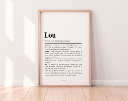 Affiche prénom Lou à imprimer FLTM