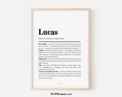 Affiche prénom Lucas à imprimer FLTM