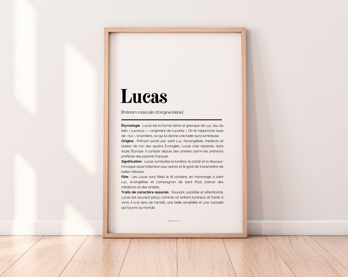 Affiche prénom Lucas à imprimer FLTM